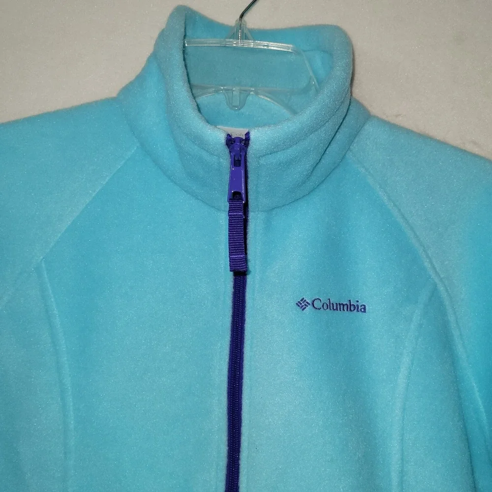 Columbia Benton Springs Fleece‎ Jacket Girls 14/16 Blue Full Zip Hiking WG6376